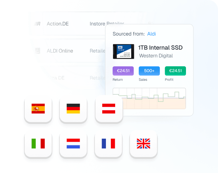 ProfitPath Supplier Search — online arbitrage software scanning 1000+ European shops for profitable Amazon products